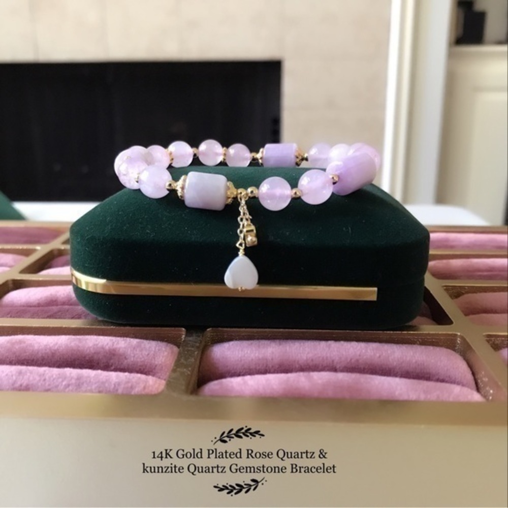 Natural Rose Quartz & kunzite bracelet